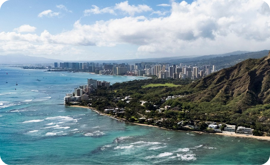 Aerial view of Diamond Head lighthouse.